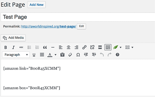 Amazon Affiliate for WordPress shortcodes