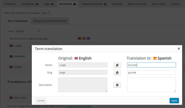 Translating product attributes
