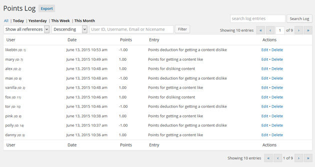 myCred like button log