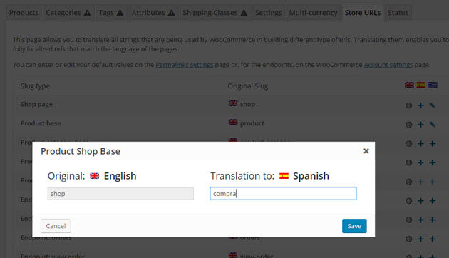 Translating the shop base URL