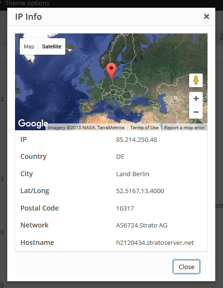 WordPress voters IP info