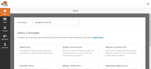 Creating a form with WPForms Lite