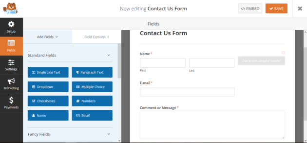 Creating a form with WPForms Lite