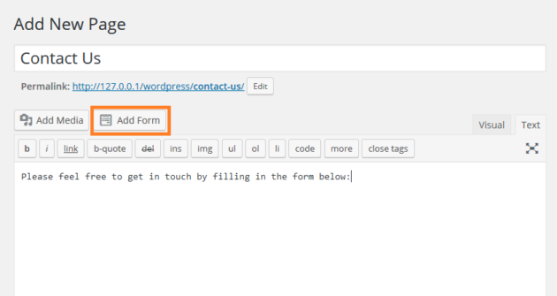 Publishing a form with WPForms Lite