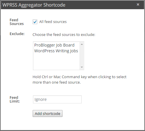 WP RSS Aggregator Shortcode