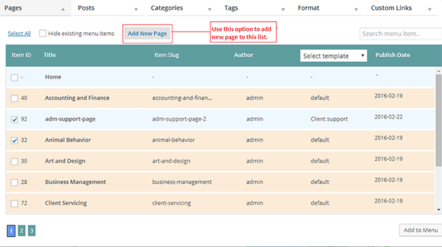 5.You can even filter pages/posts which are existing in the menu.