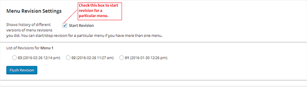 Menu Revision Feature