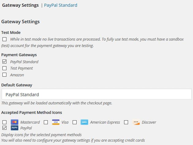Easy Digital Downloads - Gateway Settings