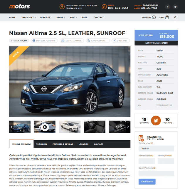 Motors - eCommerce Shop, Cars