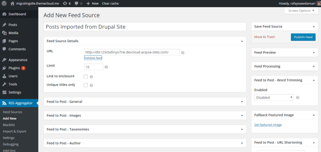 Feed source details.