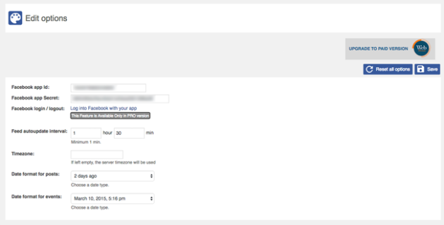 facebool feed wd edit options