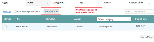 use this option to add new post