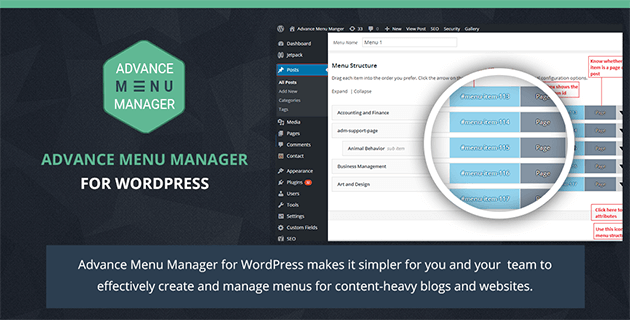 Advanced Menu management features - WordPress with enhanced tools like menu revisions, quick page add as menu item and much more.