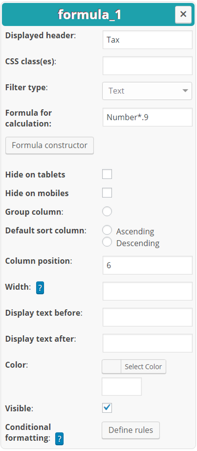 Formula Columns
