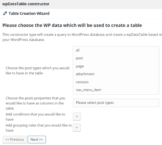 Table Constructor Table Creation Wizard 3