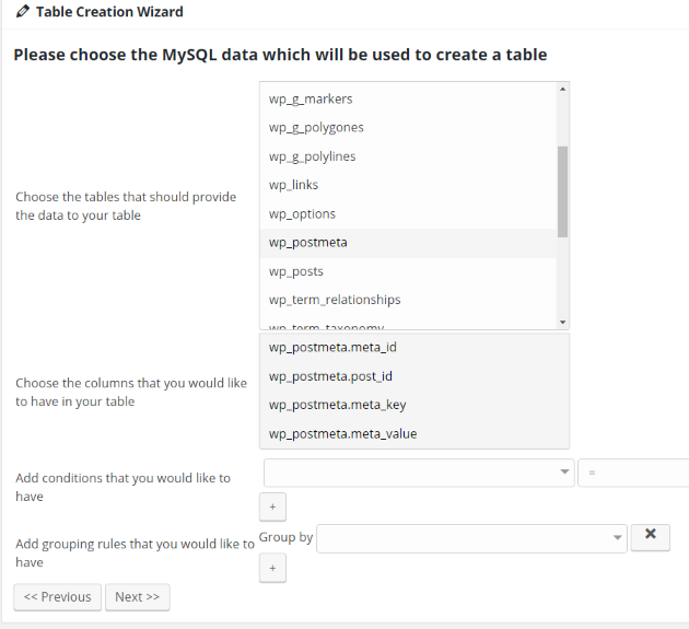 Table Constructor Table Creation Wizard 4
