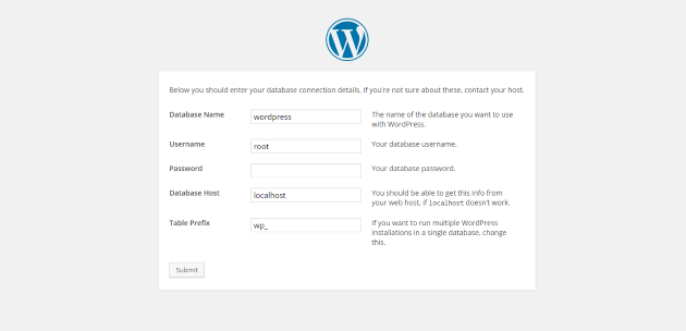 WordPress Setup Database Details