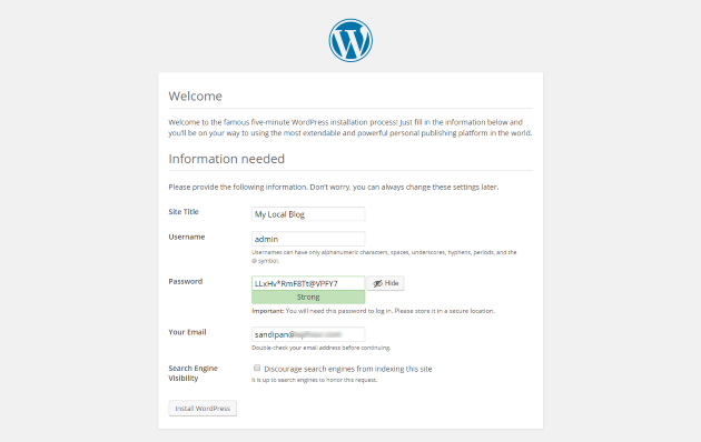 WordPress Welcome Screen