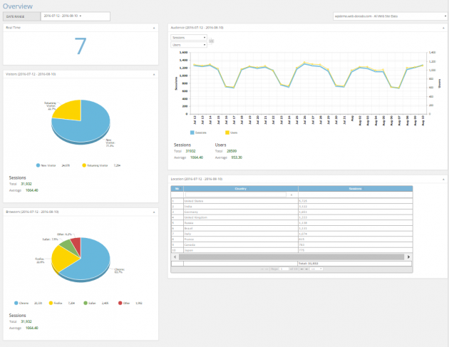WordPress google analytics overview