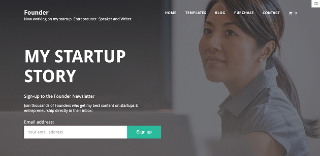 A screenshot of the Founder theme.