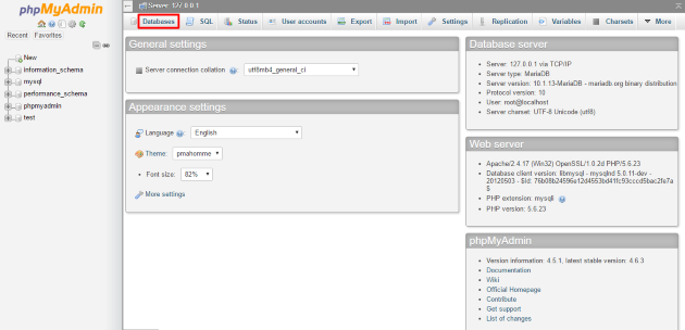 localhost phpMyAdmin