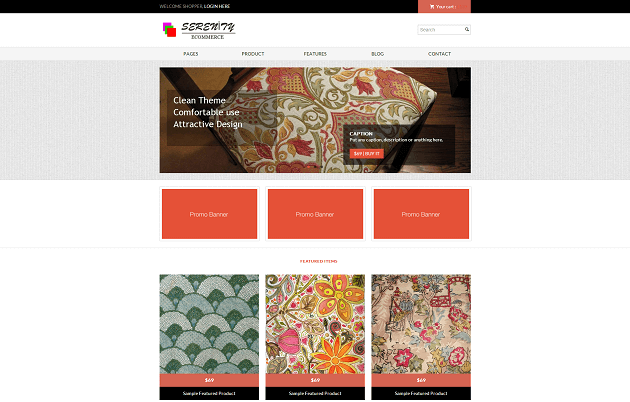 A screenshot of the Serenityshop theme.