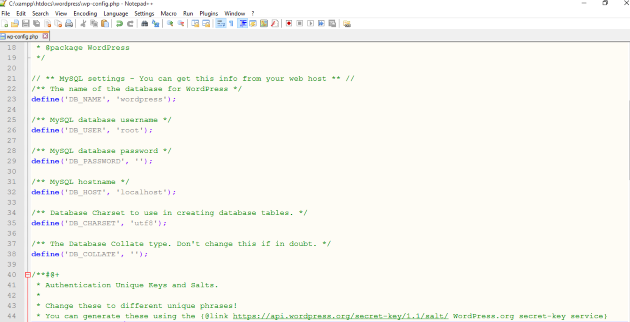 wp config file edited
