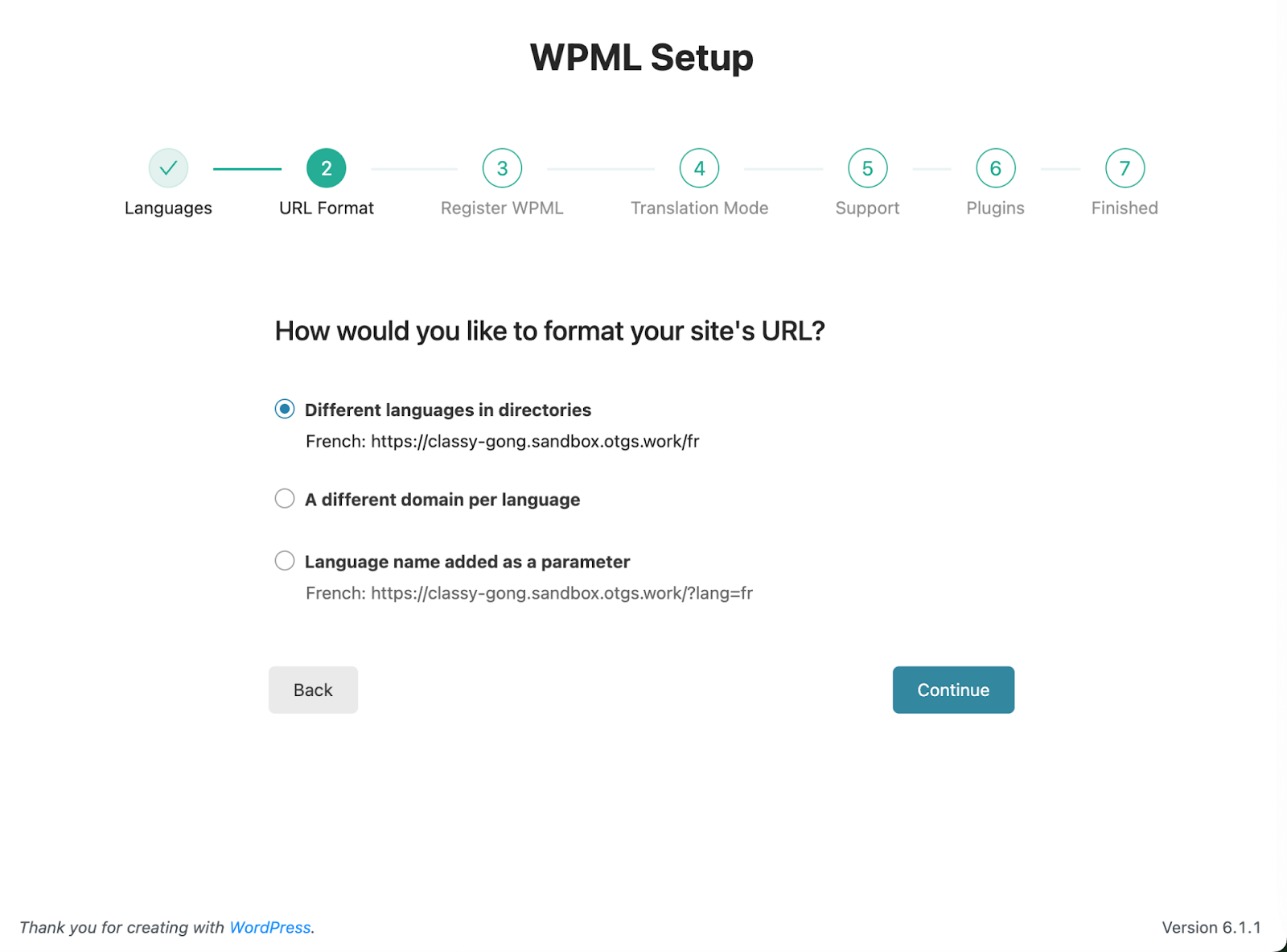 WPML Choose URL Setup