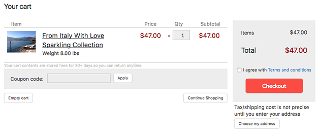 Example of Ecwid buy button checkout