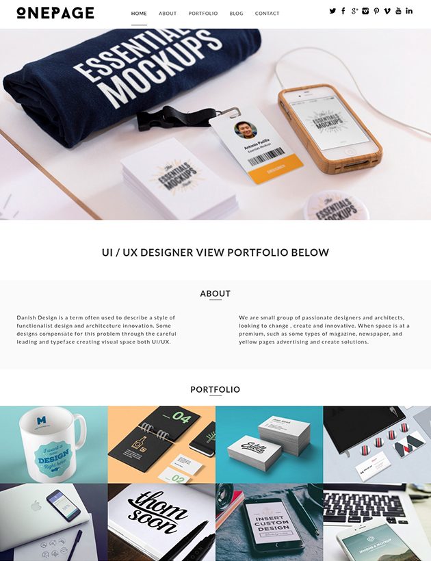 OnePage Designer Theme
