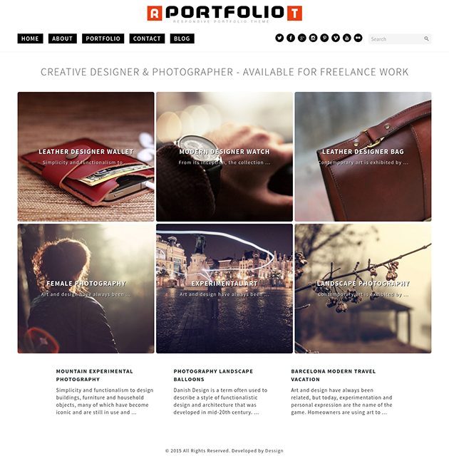 Portfolio responsive WordPress theme