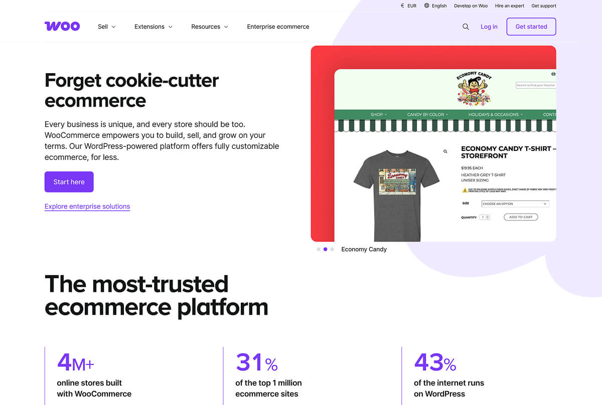 WooCommerce website homepage.
