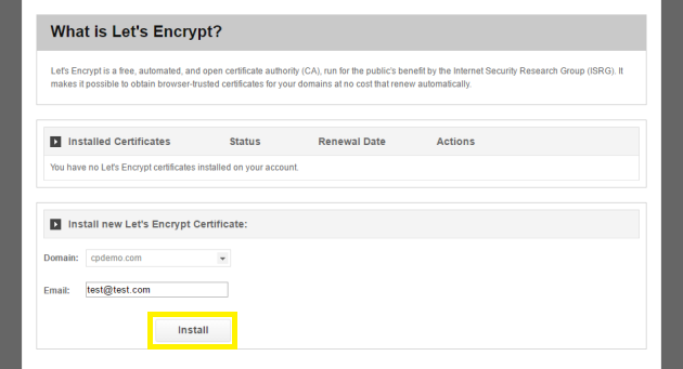 Domain name and email address.