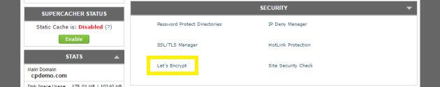 Security > Let's Encrypt
