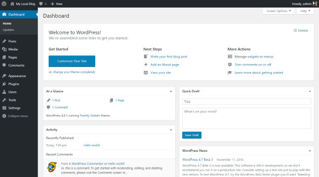 WordPress Dashboard