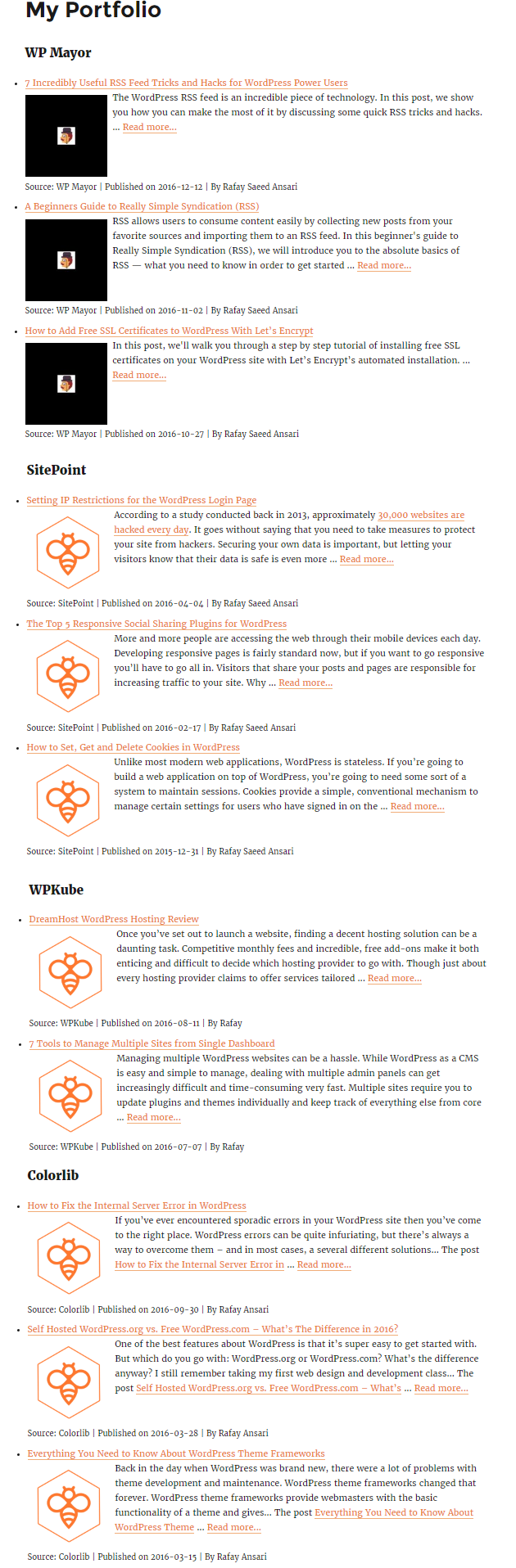 Preview of the Portfolio page.
