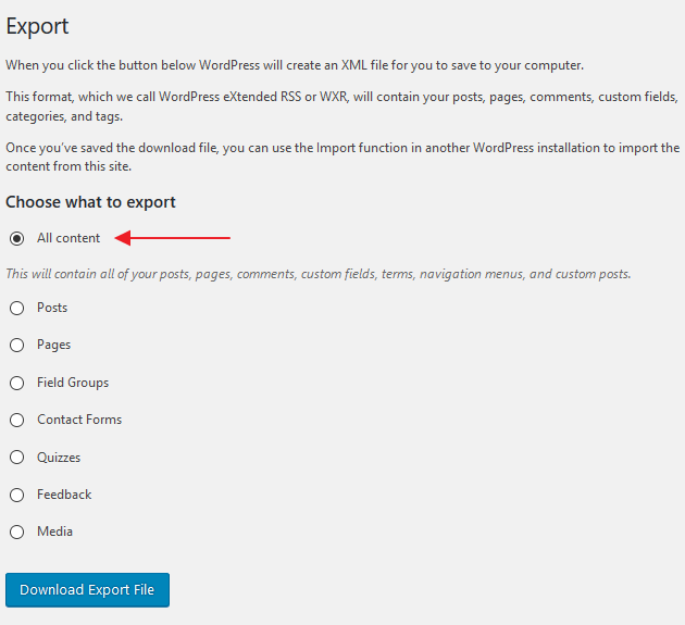 Migrate Multisite to Single Site - Export All Content