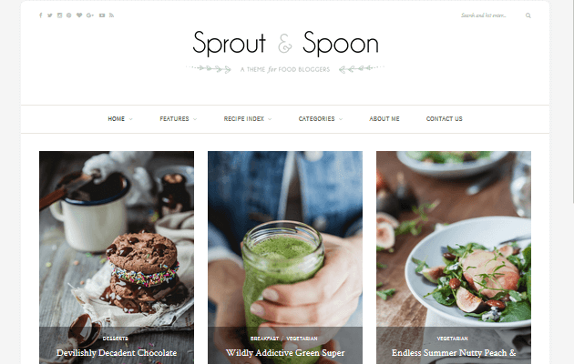 Sprout & Spoon- Food Blog Themes