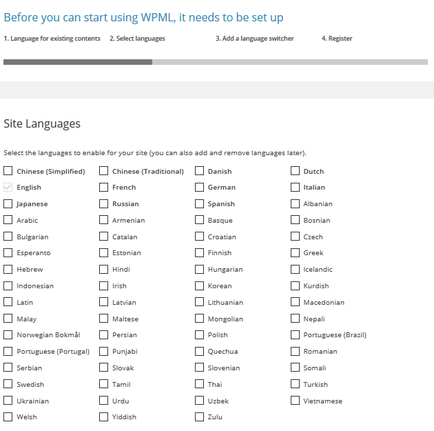 WPML - Additional Languages