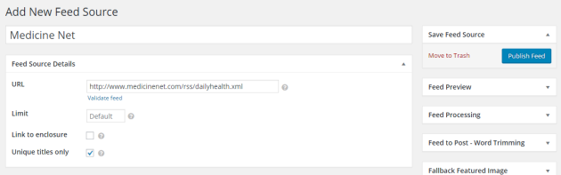 Feed Source Details.