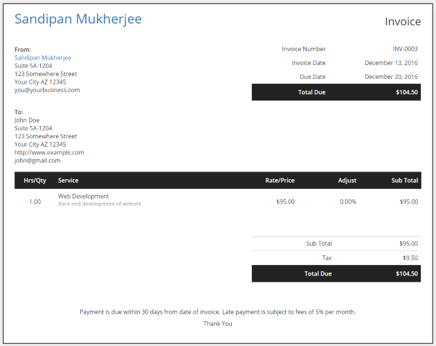 Invoice Sample Sliced Invoices