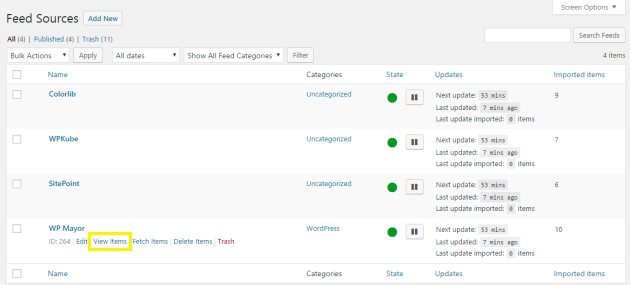 View Items link.