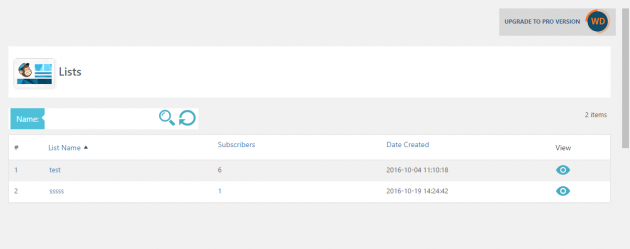 MailChimp WD Lists