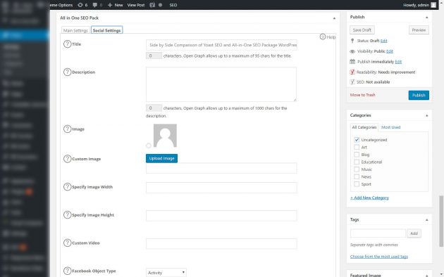 All-in-one social on-page settings