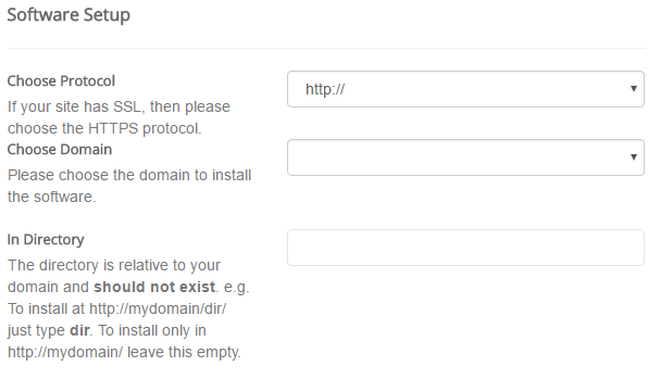 WordPress software setup