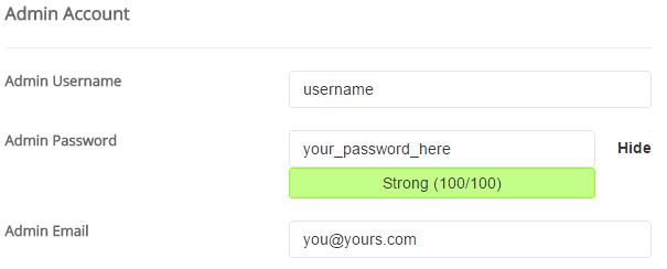 Admin Account Settings