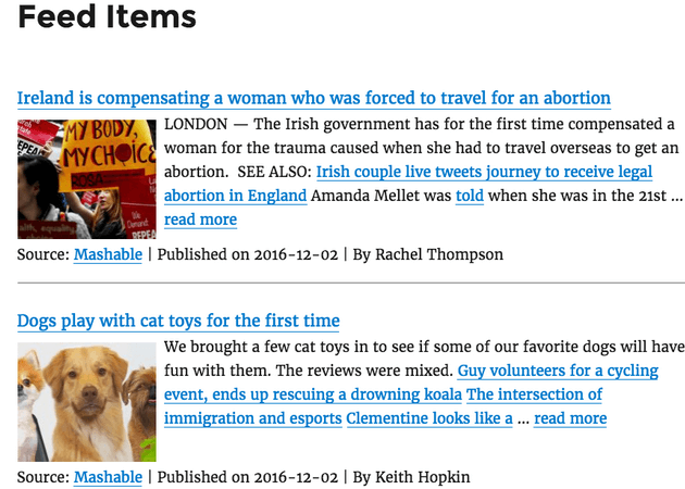 WP RSS Aggregator - Excerpts & Thumbnails Example