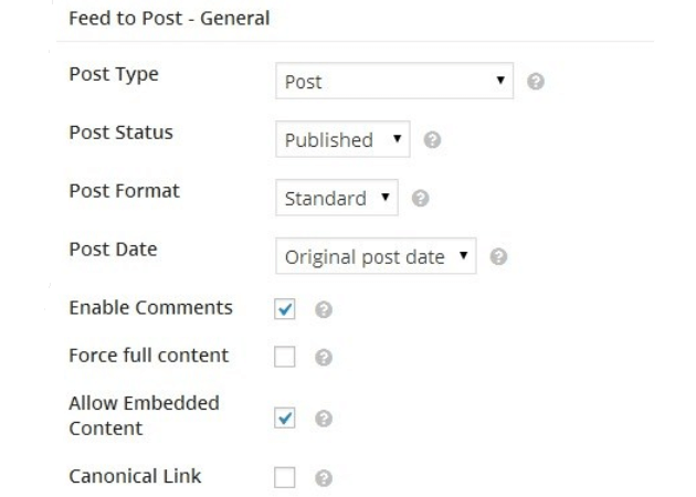 WP RSS Aggregator - Feed to Post Settings