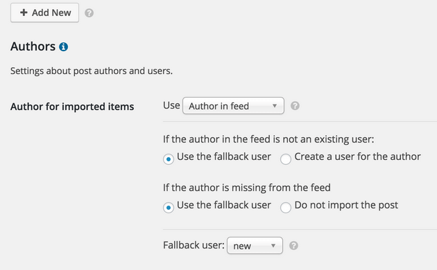 WP RSS Aggregator - Feed to Posts, Author Setting Options