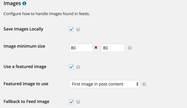 WP RSS Aggregator - Feed to Posts, Image Setting Options